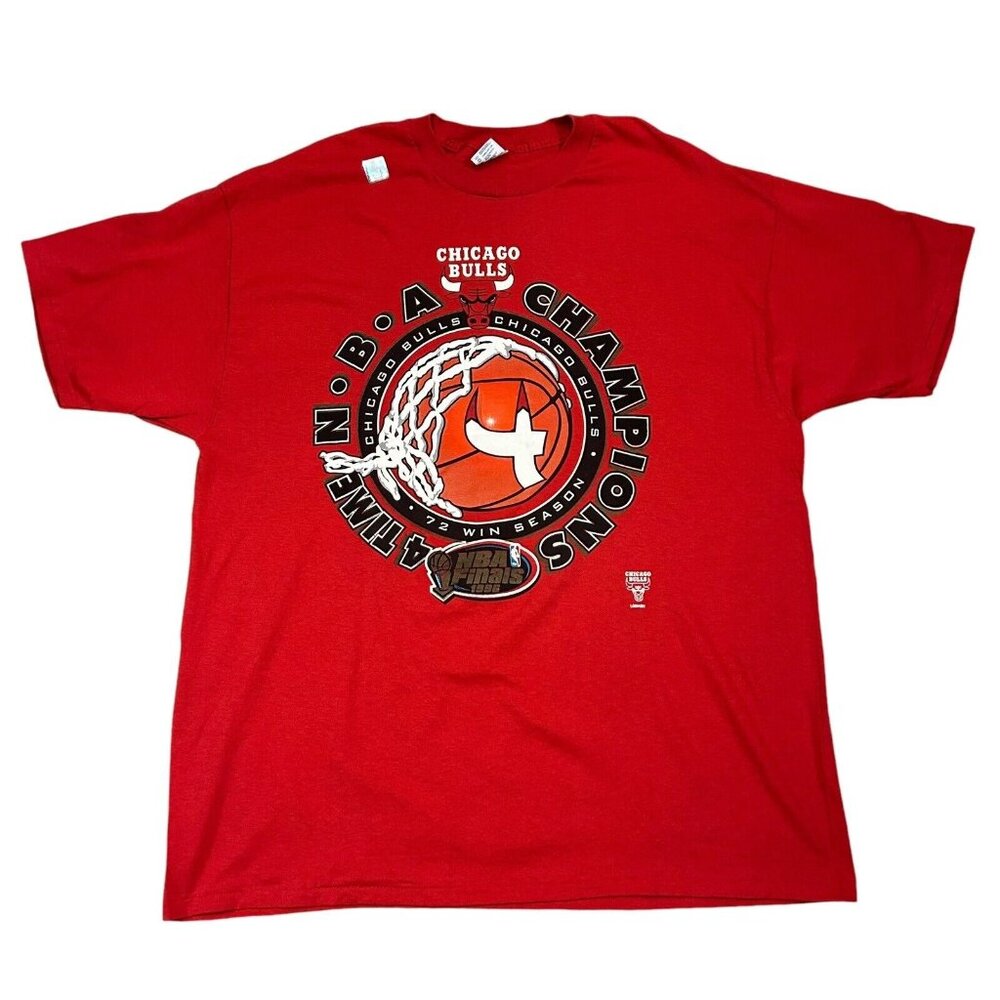Vintage Chicago Bulls‎ T-Shirt Men's XXL 1996 NBA Finals 72 Win Season Spellout